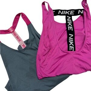 Nike Women's Pink and Gray Sports Bra Set